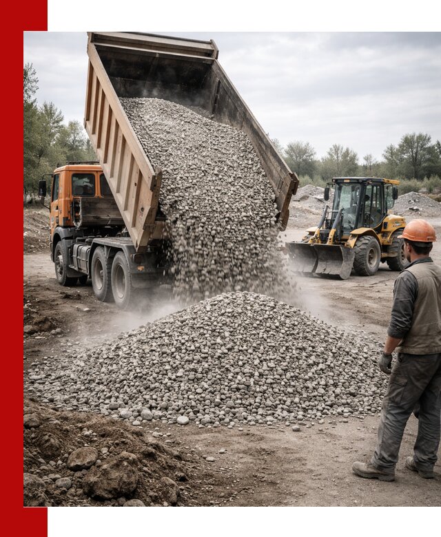 Доставка щебня в Карпинске крупными и мелкими фракциями