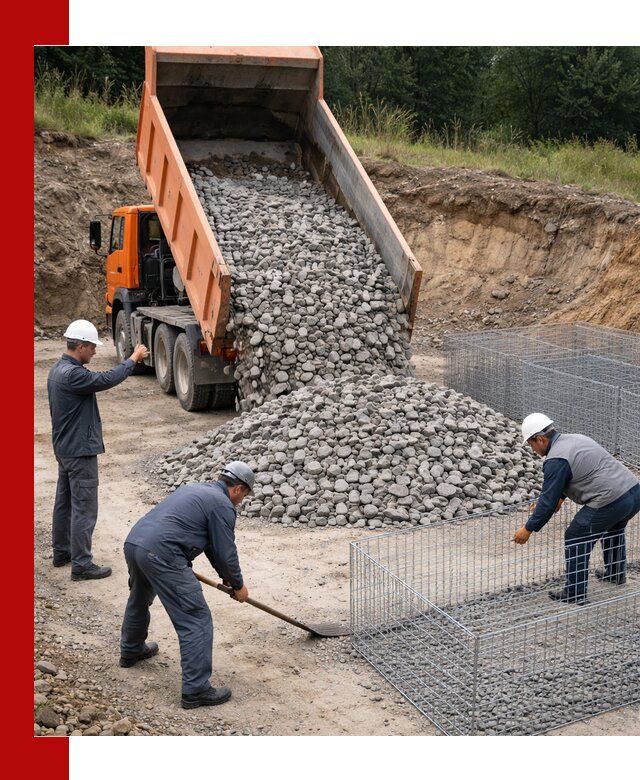 Камень для габионов с доставкой в Карпинске быстро и надёжно