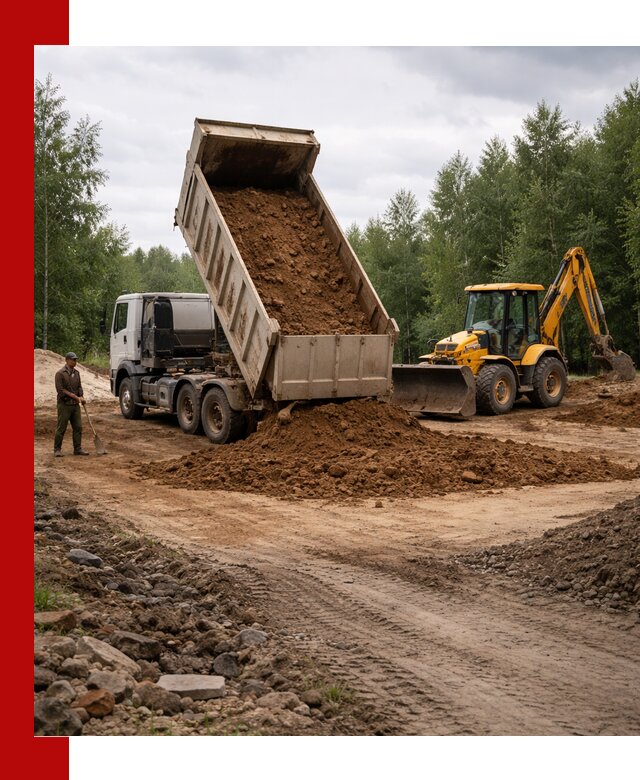 Доставка суглинка самосвалами в Карпинске подсыпка и планировка