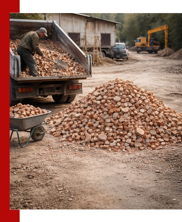 Доставка и подушка из боя кирпича с разгрузкой в Карпинске