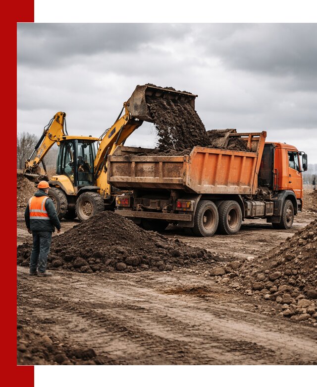 Вывоз грунта и строительного мусора в Карпинске грузовыми самосвалами