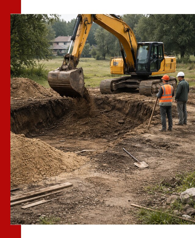 Рытье котлована под фундамент в Карпинске (быстро и недорого)