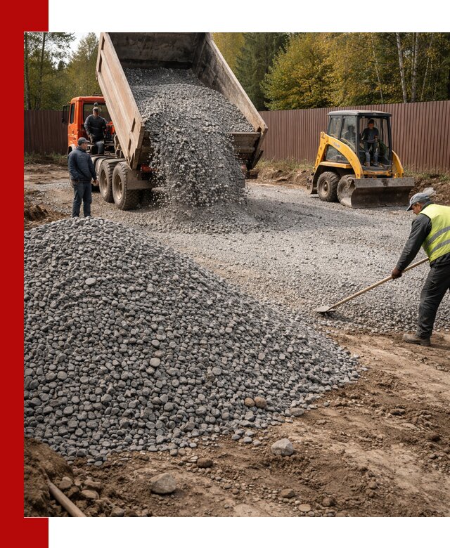 Отсыпка участка щебнем с доставкой и уплотнением в Карпинске